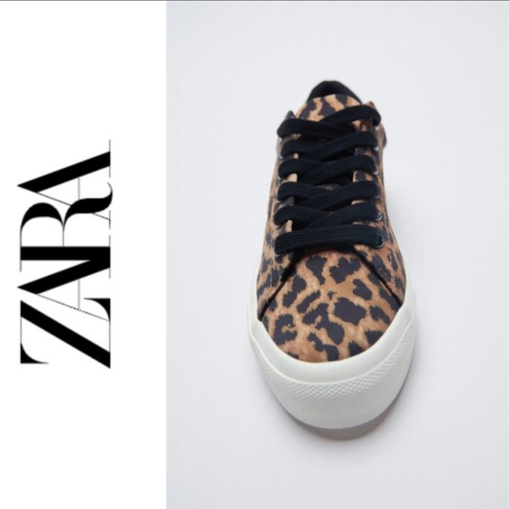 ZARA Leopard Print Sneakers 6.5 Like New! - Picture 2 of 15